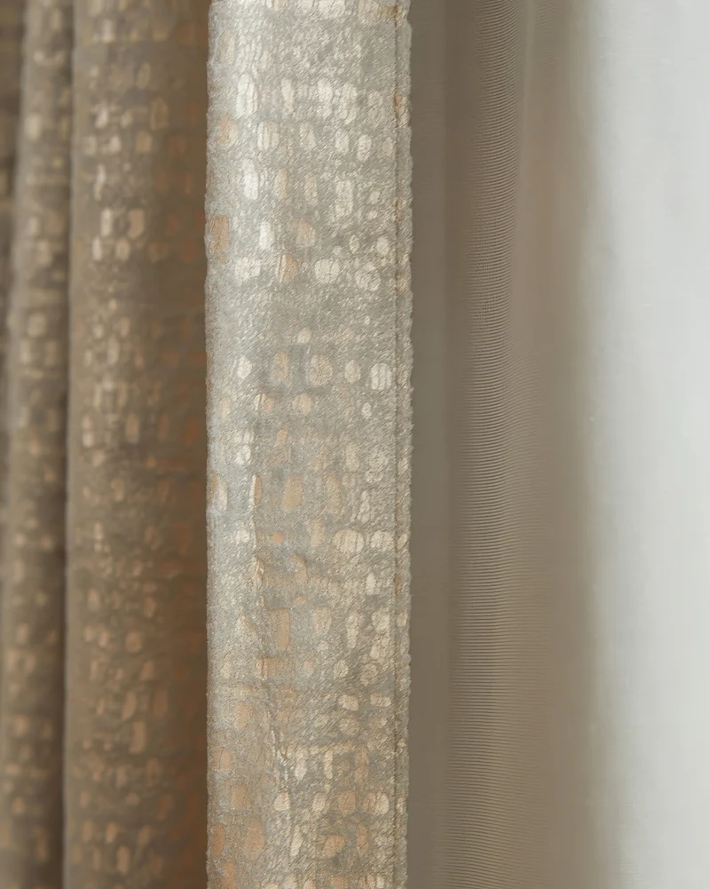 Pebbles Foil Printed Velvet Patterned Custom Curtain | Designed in Italy