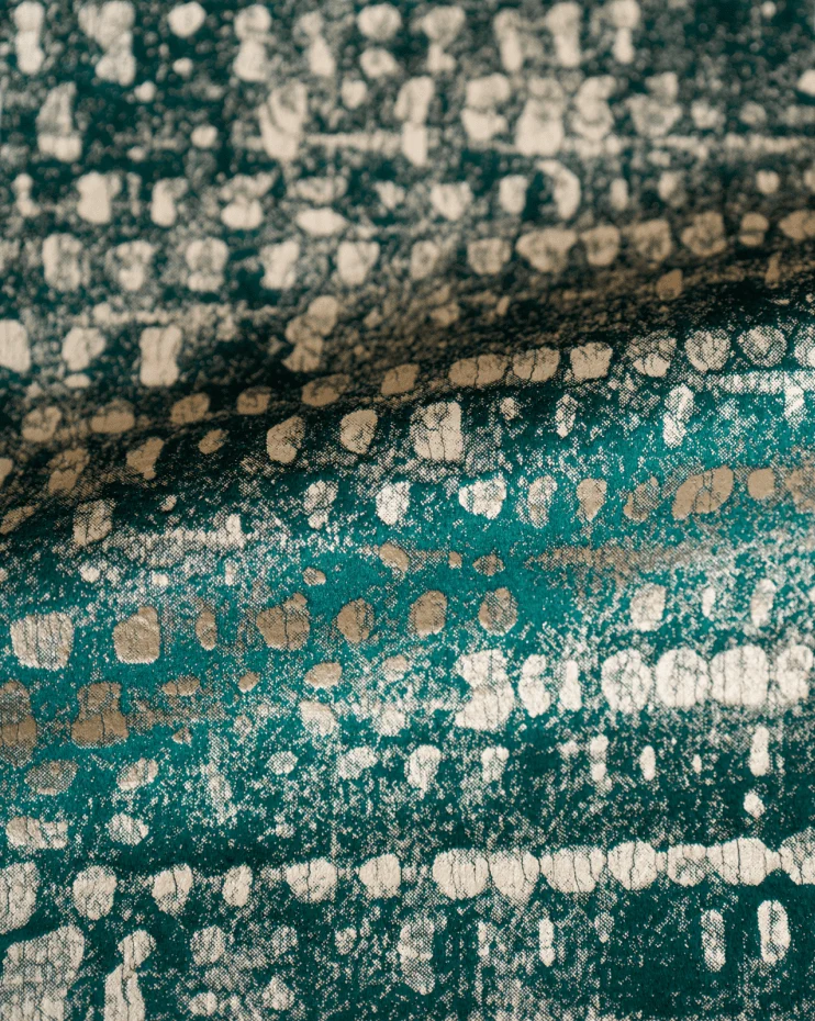 Pebbles Foil Printed Velvet Patterned Custom Curtain | Designed in Italy