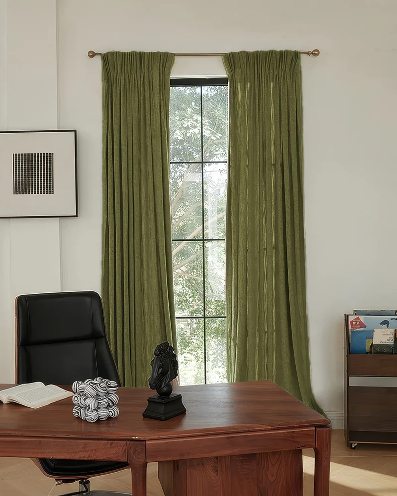 Ivy Linen Look Heavyweight Herringbone Textured Custom Curtain