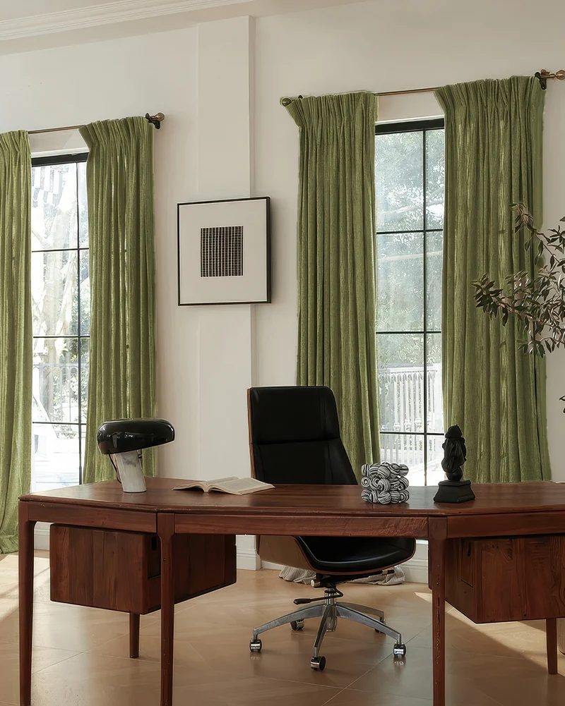 Ivy Linen Look Heavyweight Herringbone Textured Custom Curtain