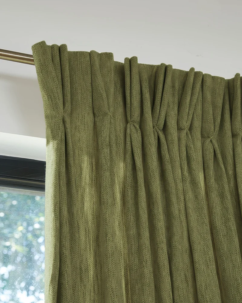 Ivy Linen Look Heavyweight Herringbone Textured Custom Curtain