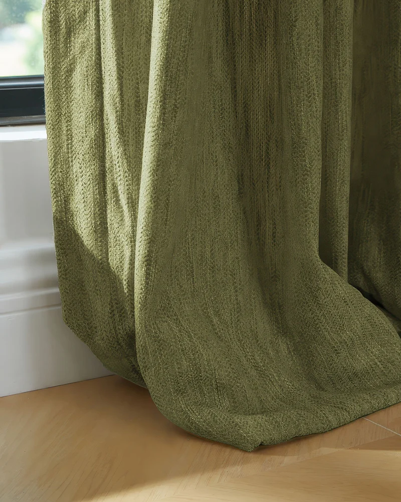 Ivy Linen Look Heavyweight Herringbone Textured Custom Curtain