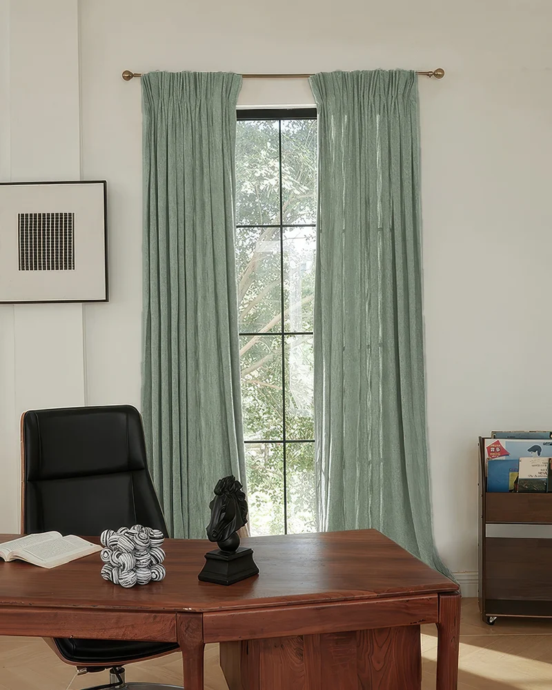 Ivy Linen Look Heavyweight Herringbone Textured Custom Curtain