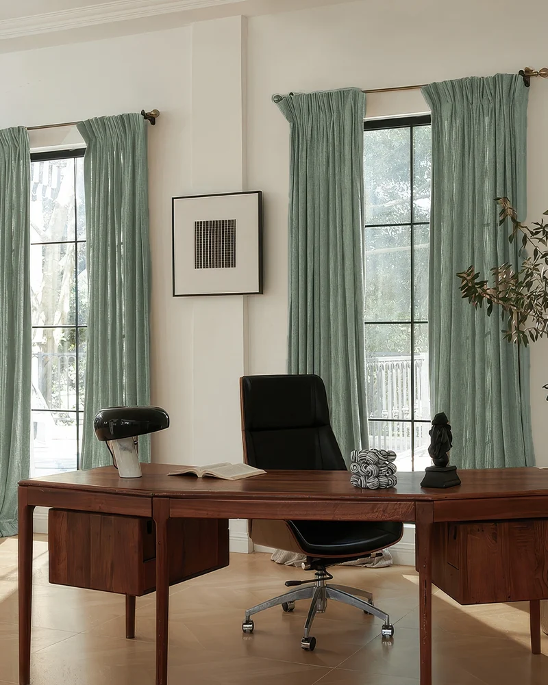 Ivy Linen Look Heavyweight Herringbone Textured Custom Curtain