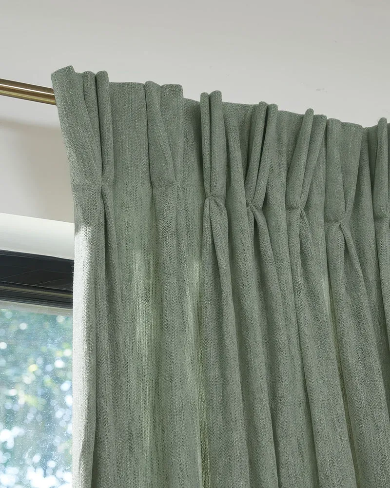 Ivy Linen Look Heavyweight Herringbone Textured Custom Curtain