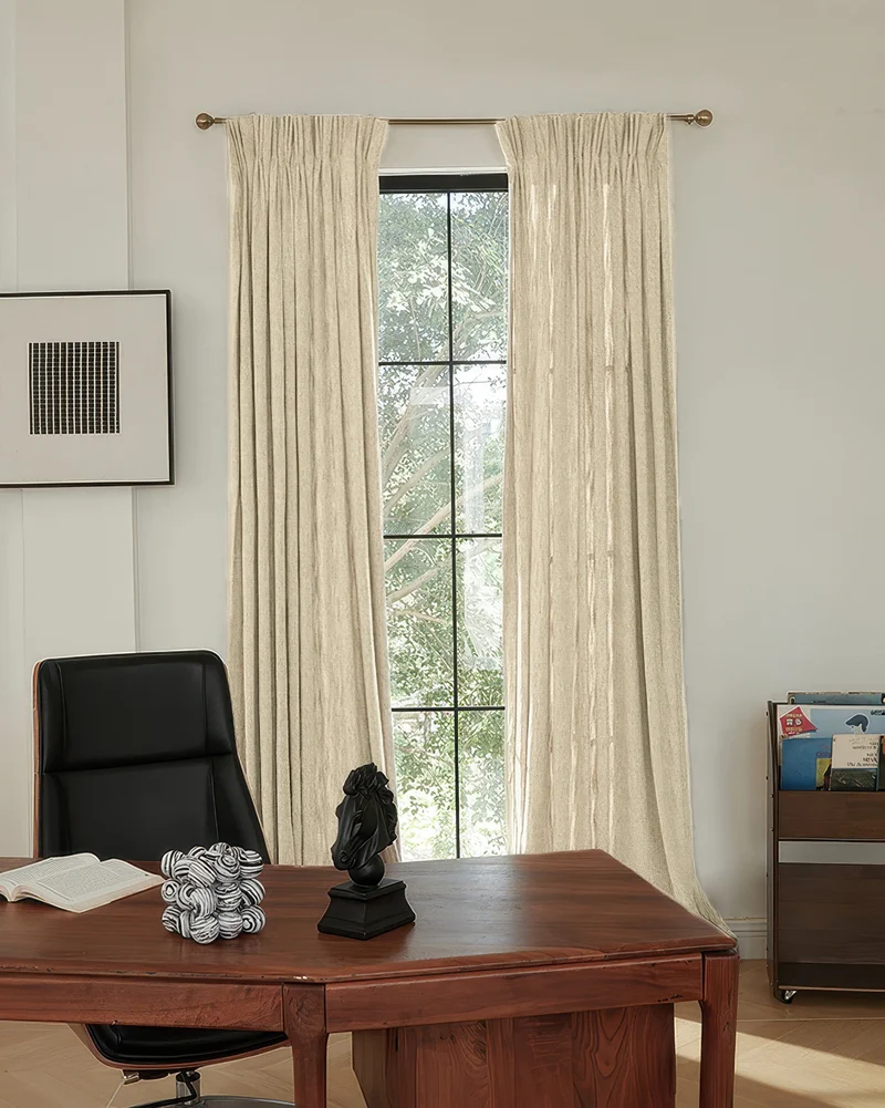 Ivy Linen Look Heavyweight Herringbone Textured Custom Curtain