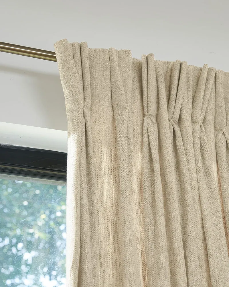 Ivy Linen Look Heavyweight Herringbone Textured Custom Curtain