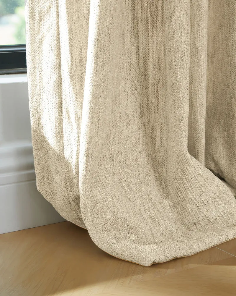 Ivy Linen Look Heavyweight Herringbone Textured Custom Curtain