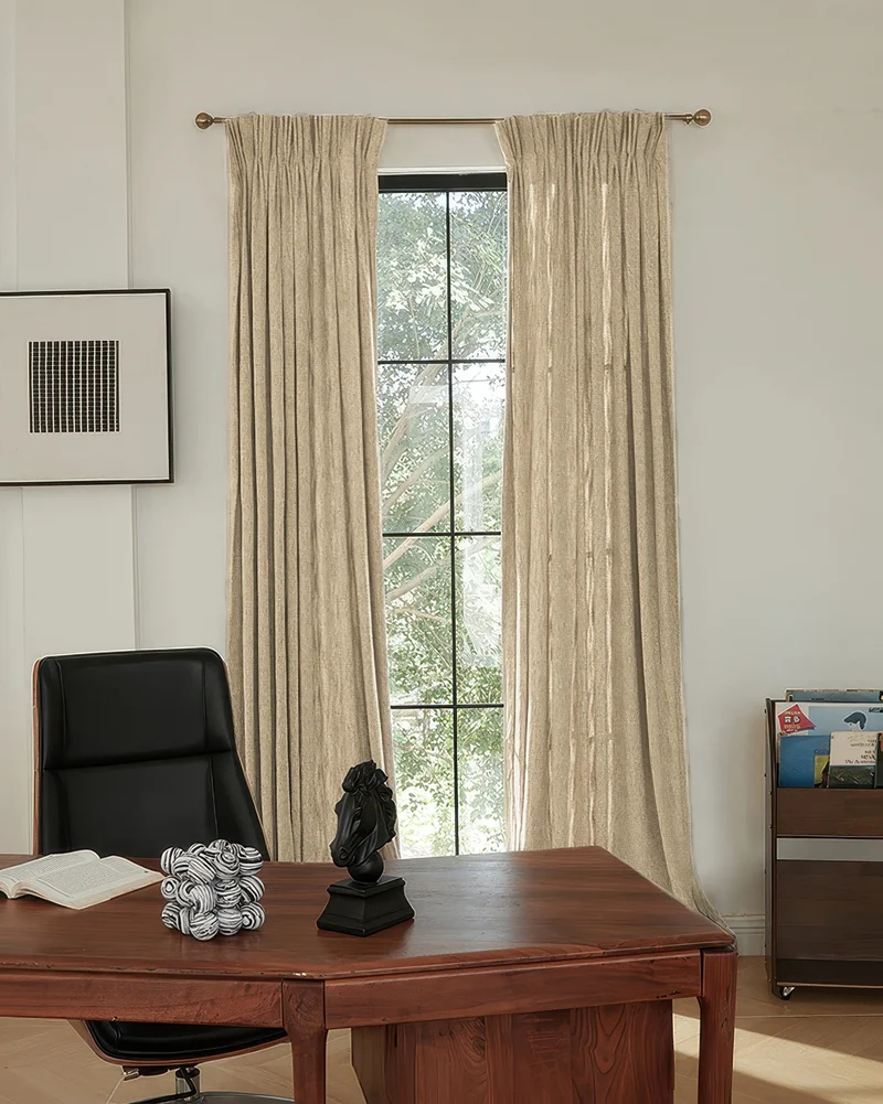 Ivy Linen Look Heavyweight Herringbone Textured Custom Curtain
