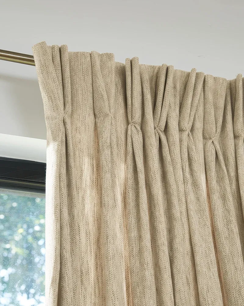 Ivy Linen Look Heavyweight Herringbone Textured Custom Curtain