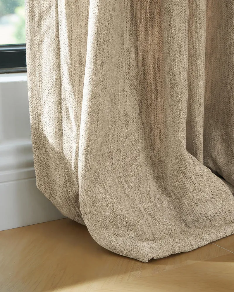 Ivy Linen Look Heavyweight Herringbone Textured Custom Curtain