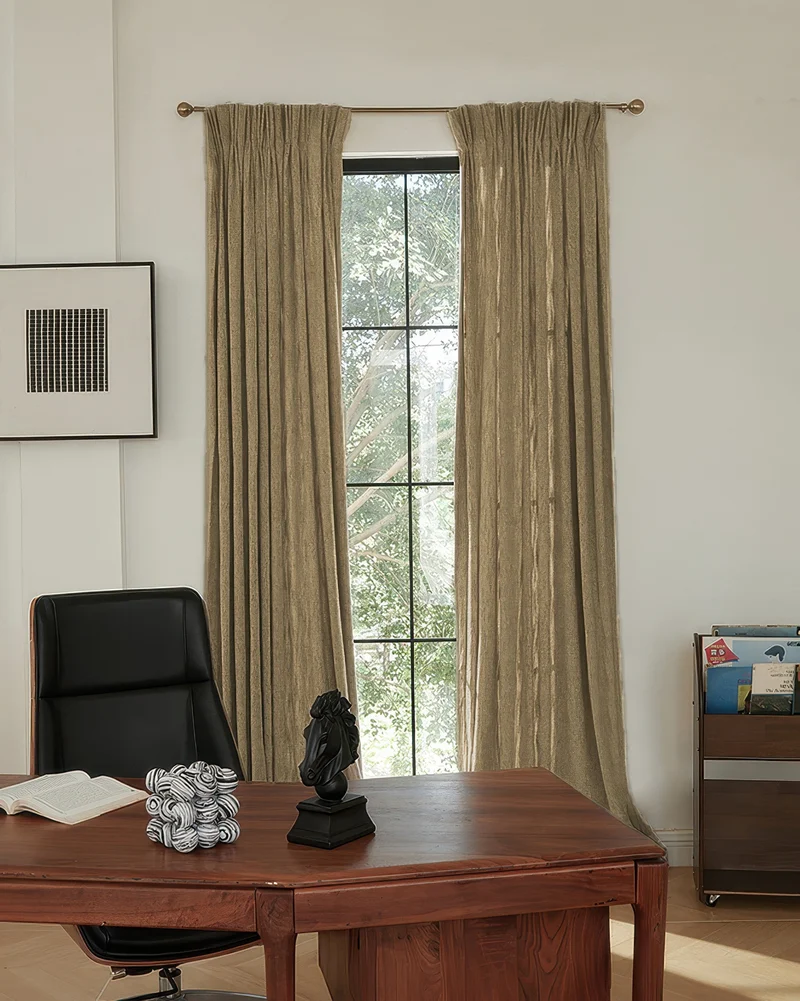 Ivy Linen Look Heavyweight Herringbone Textured Custom Curtain