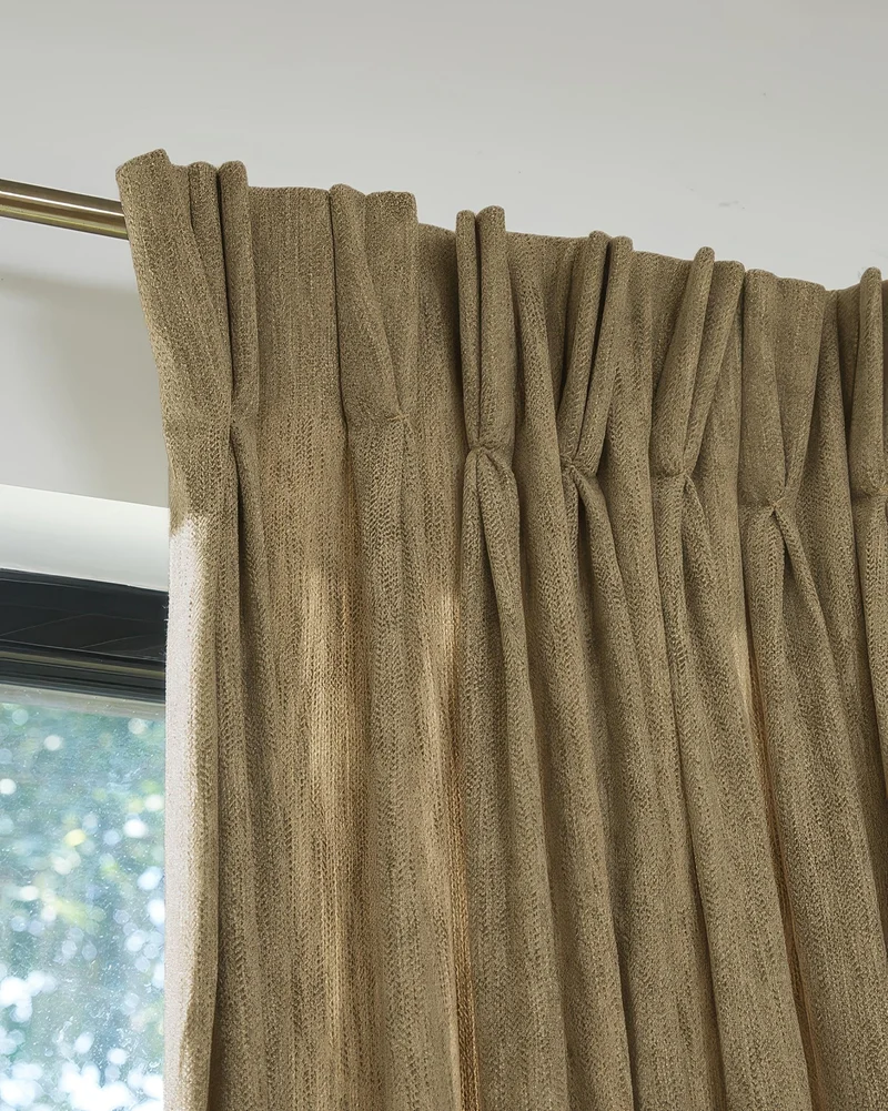 Ivy Linen Look Heavyweight Herringbone Textured Custom Curtain
