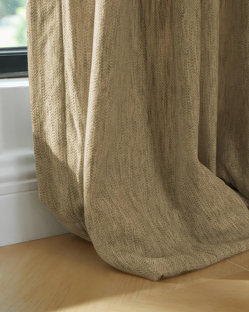 Ivy Linen Look Heavyweight Herringbone Textured Custom Curtain
