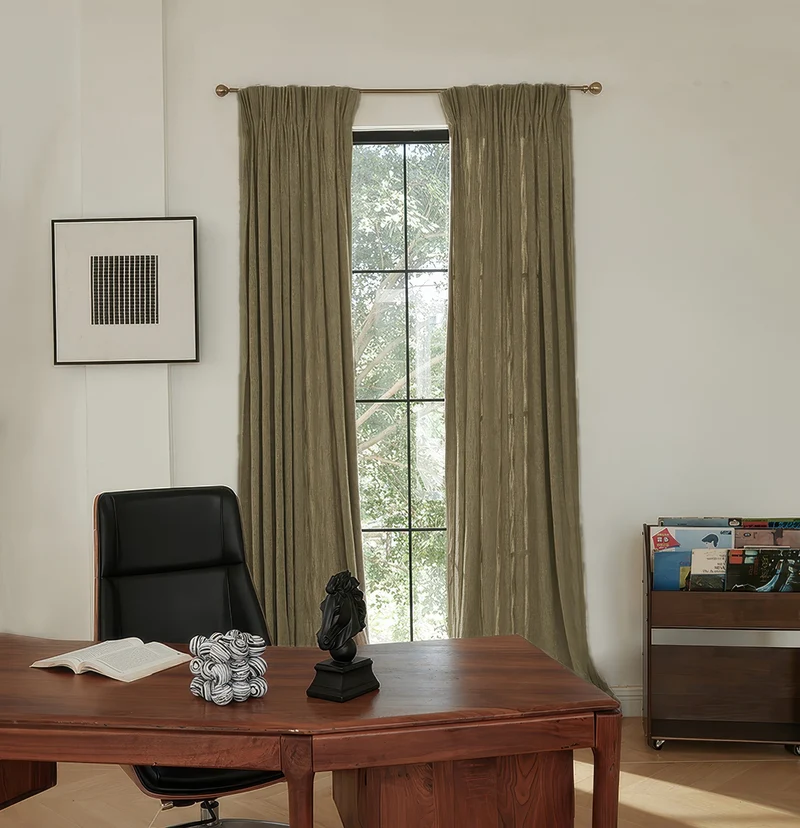 Ivy Linen Look Heavyweight Herringbone Textured Custom Curtain