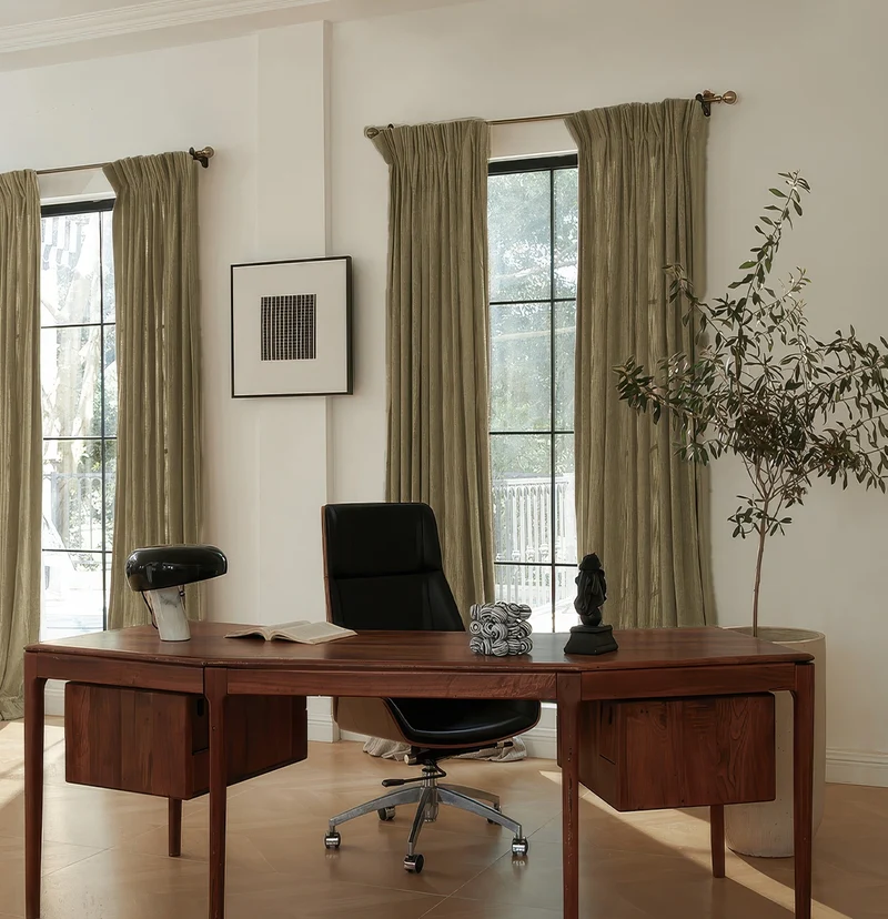 Ivy Linen Look Heavyweight Herringbone Textured Custom Curtain