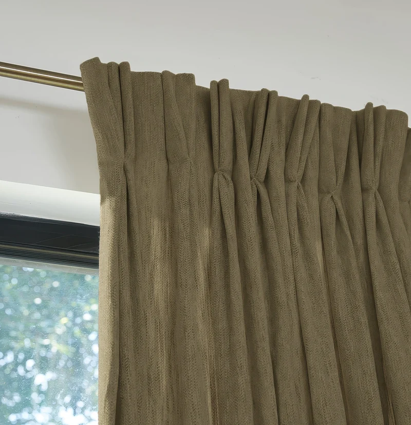 Ivy Linen Look Heavyweight Herringbone Textured Custom Curtain
