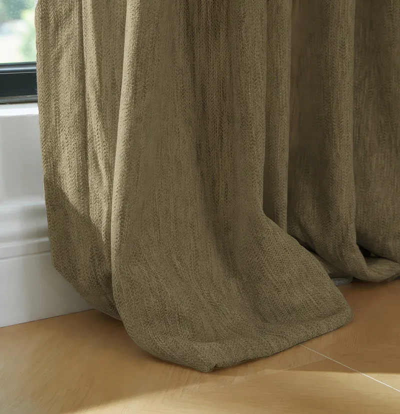 Ivy Linen Look Heavyweight Herringbone Textured Custom Curtain