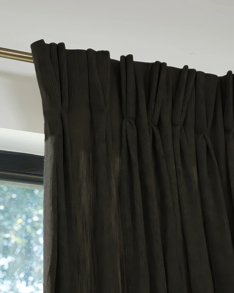 Ivy Linen Look Heavyweight Herringbone Textured Custom Curtain