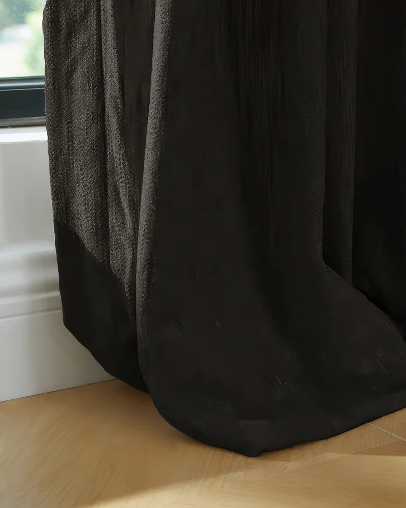 Ivy Linen Look Heavyweight Herringbone Textured Custom Curtain