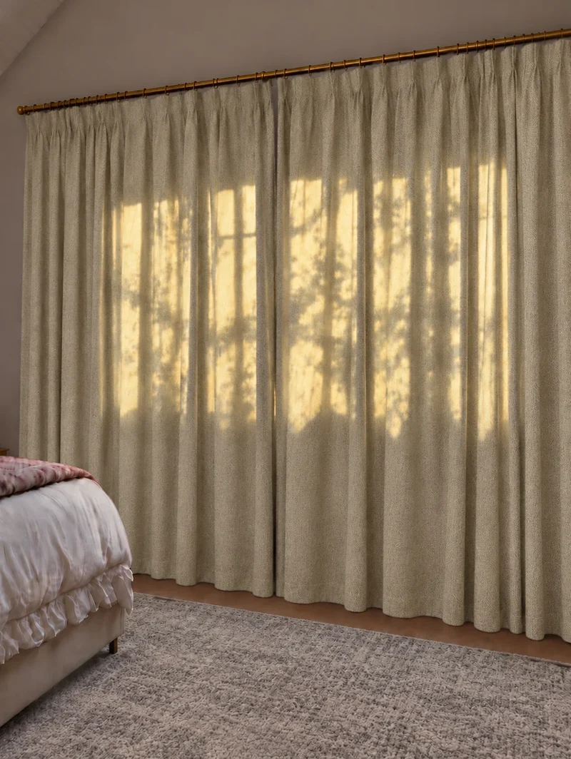Ivy Linen Look Heavyweight Herringbone Textured Custom Curtain