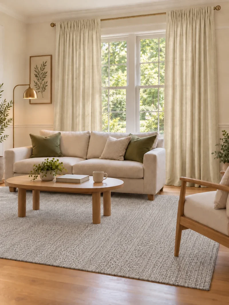 Ivy Linen Look Heavyweight Herringbone Textured Custom Curtain