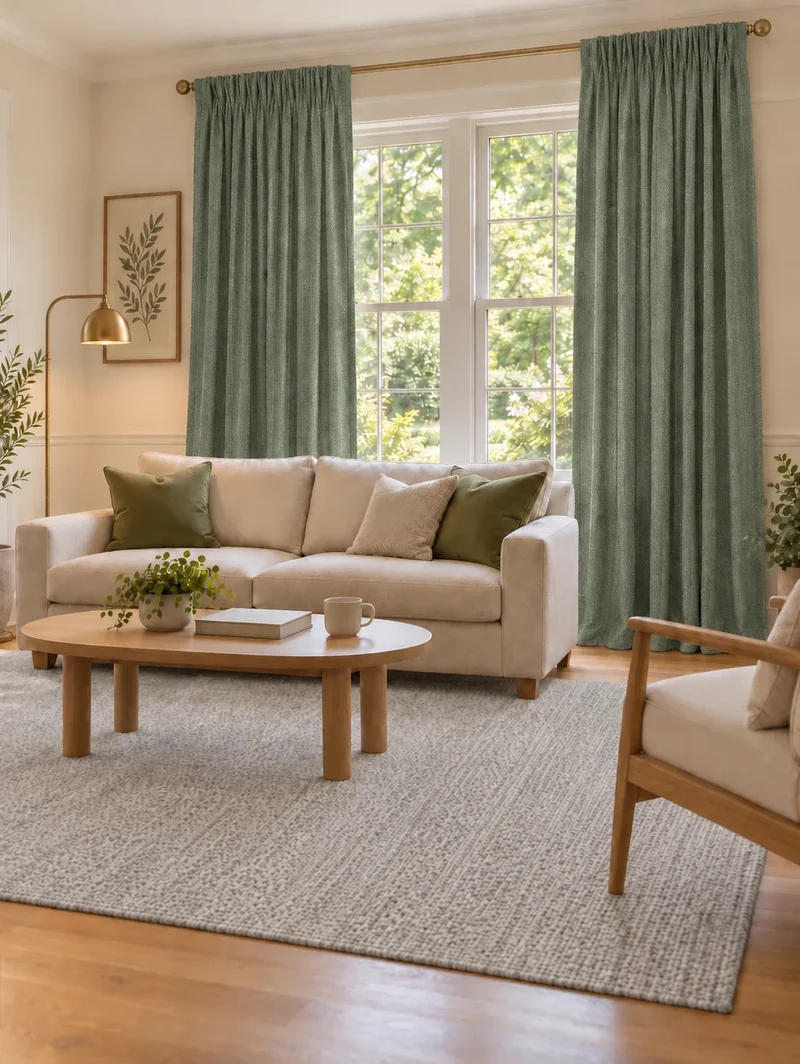 Ivy Linen Look Heavyweight Herringbone Textured Custom Curtain