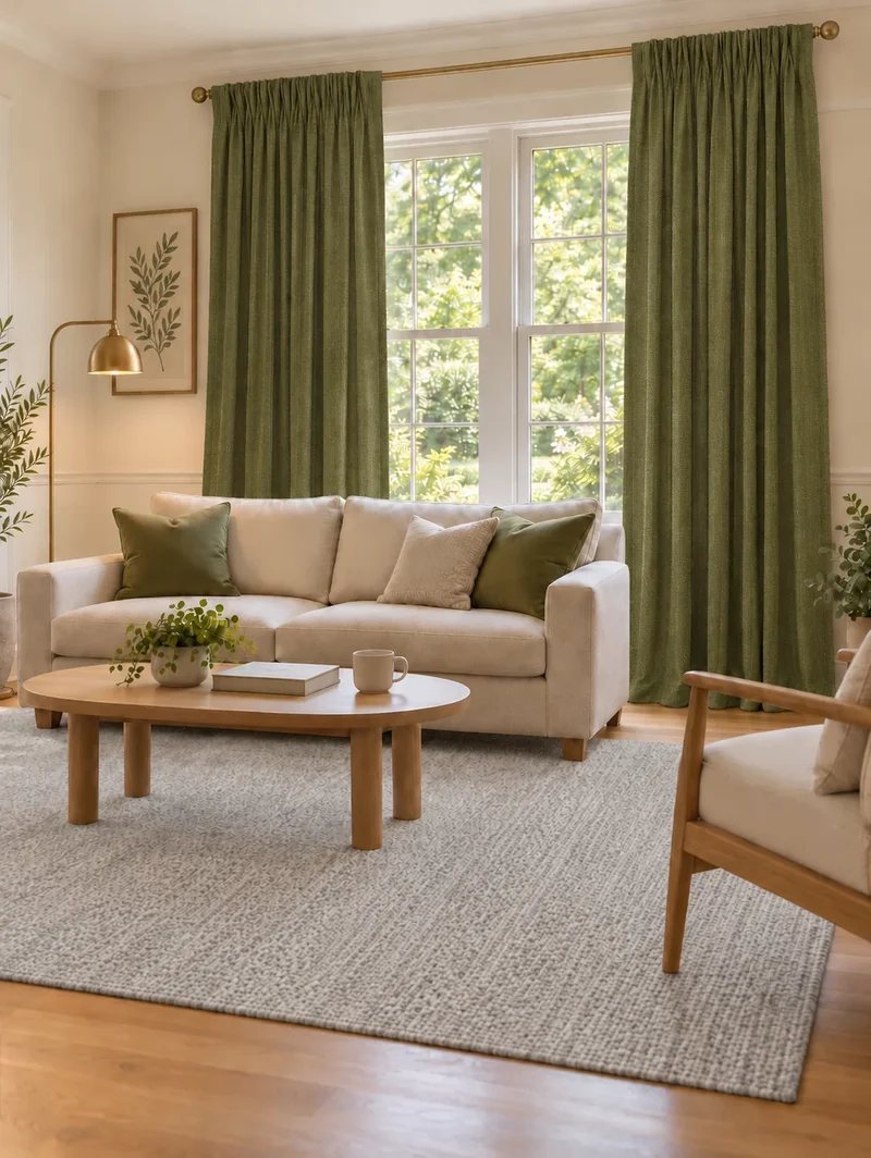 Ivy Linen Look Heavyweight Herringbone Textured Custom Curtain