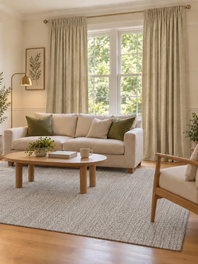 Ivy Linen Look Heavyweight Herringbone Textured Custom Curtain