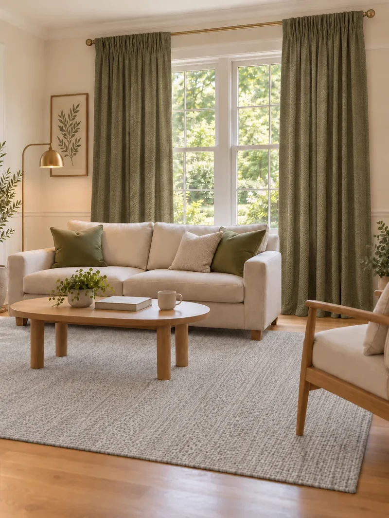 Ivy Linen Look Heavyweight Herringbone Textured Custom Curtain