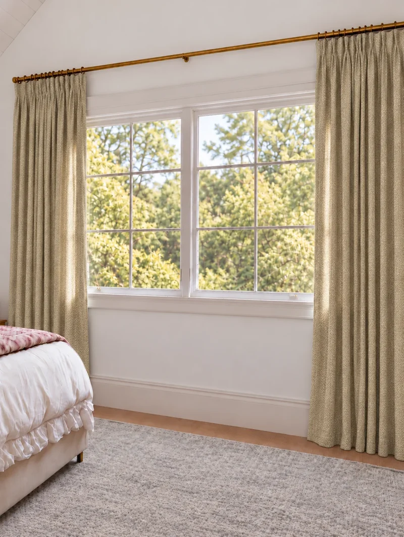 Ivy Linen Look Heavyweight Herringbone Textured Custom Curtain
