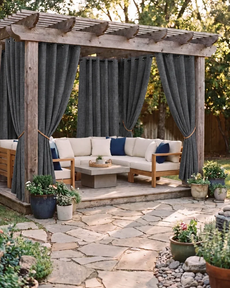 Boston High-Performing Fade-Resistant Waterproof Custom Outdoor Curtain