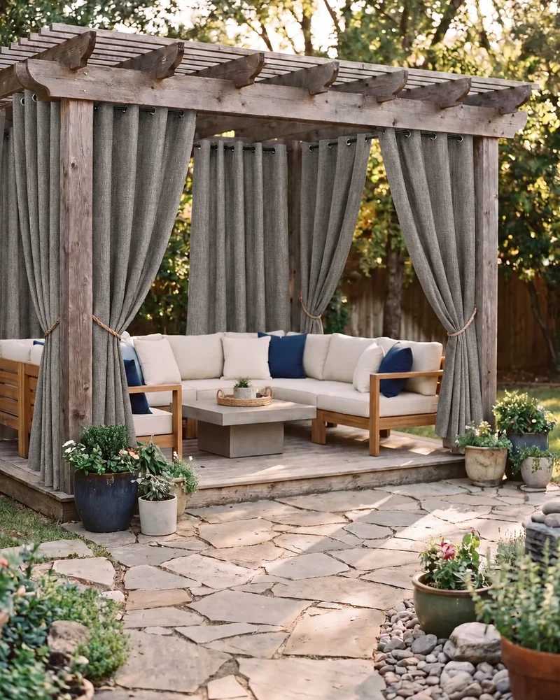 Boston High-Performing Fade-Resistant Waterproof Custom Outdoor Curtain