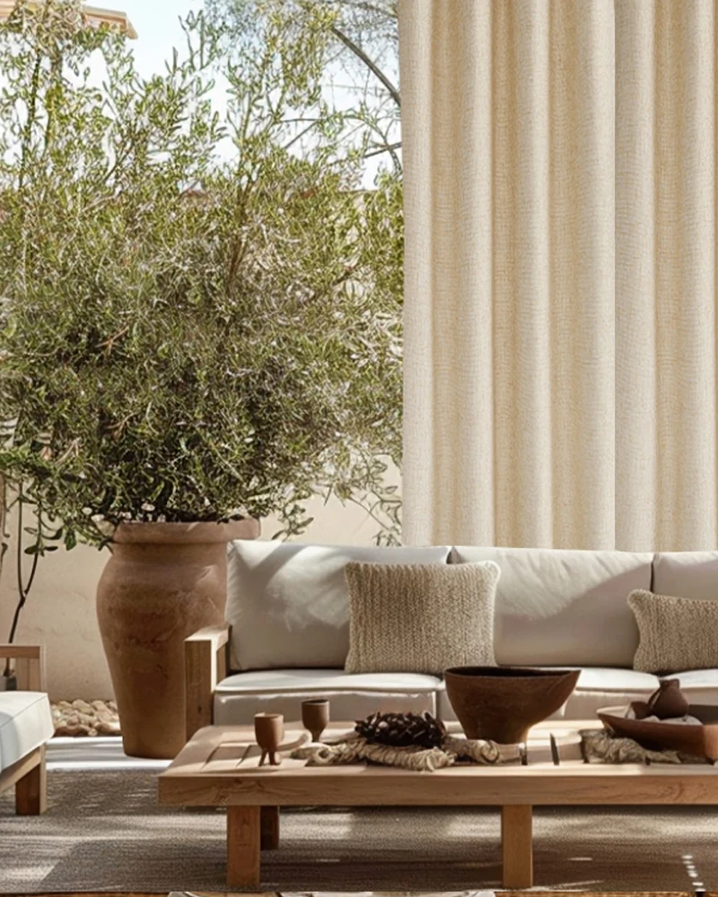 Munich Woven Patterned Textured Waterproof Custom Outdoor Curtain