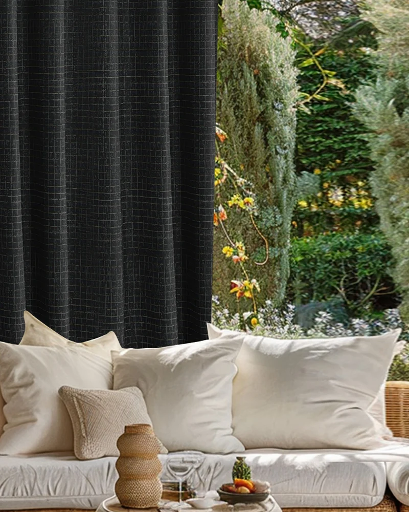New York Grid Patterned Textured Waterproof Custom Outdoor Curtain