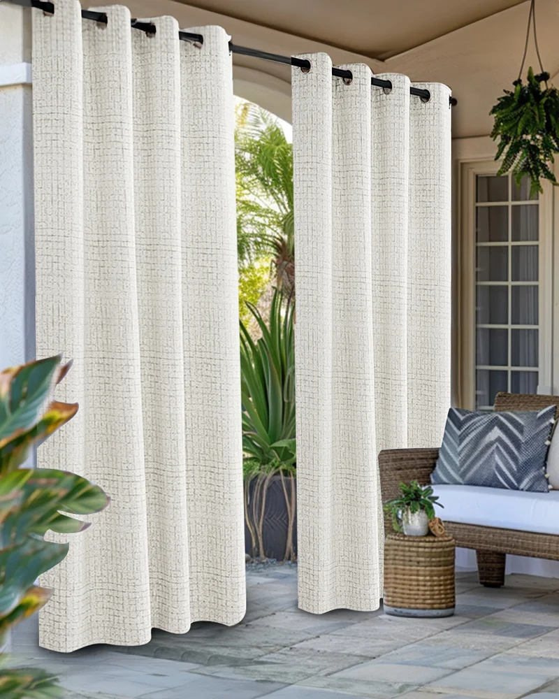 New York Grid Patterned Textured Waterproof Custom Outdoor Curtain
