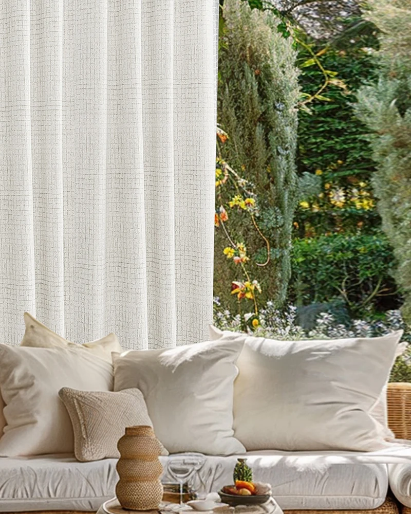 New York Grid Patterned Textured Waterproof Custom Outdoor Curtain