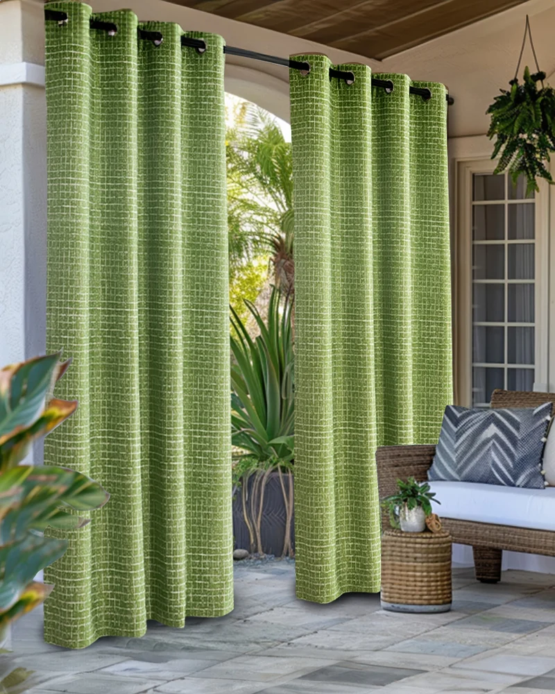 New York Grid Patterned Textured Waterproof Custom Outdoor Curtain