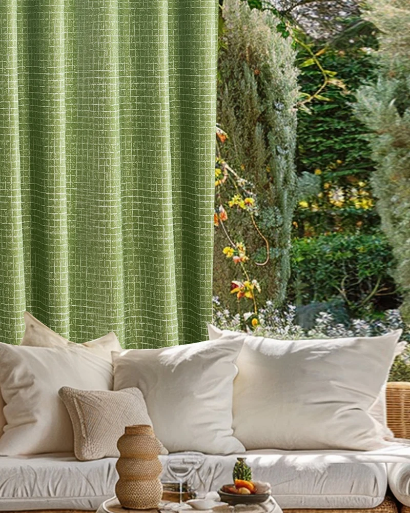 New York Grid Patterned Textured Waterproof Custom Outdoor Curtain