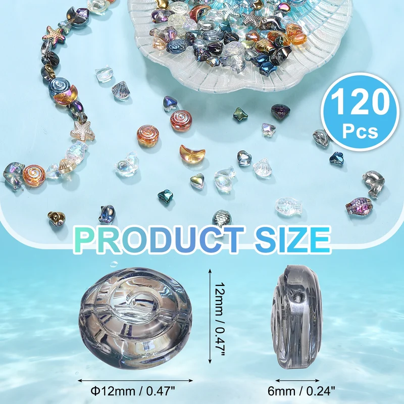 120Pcs Crystal Candy Bead, Lollipop Glass Beads Round Spacer Bead, Multicolor
