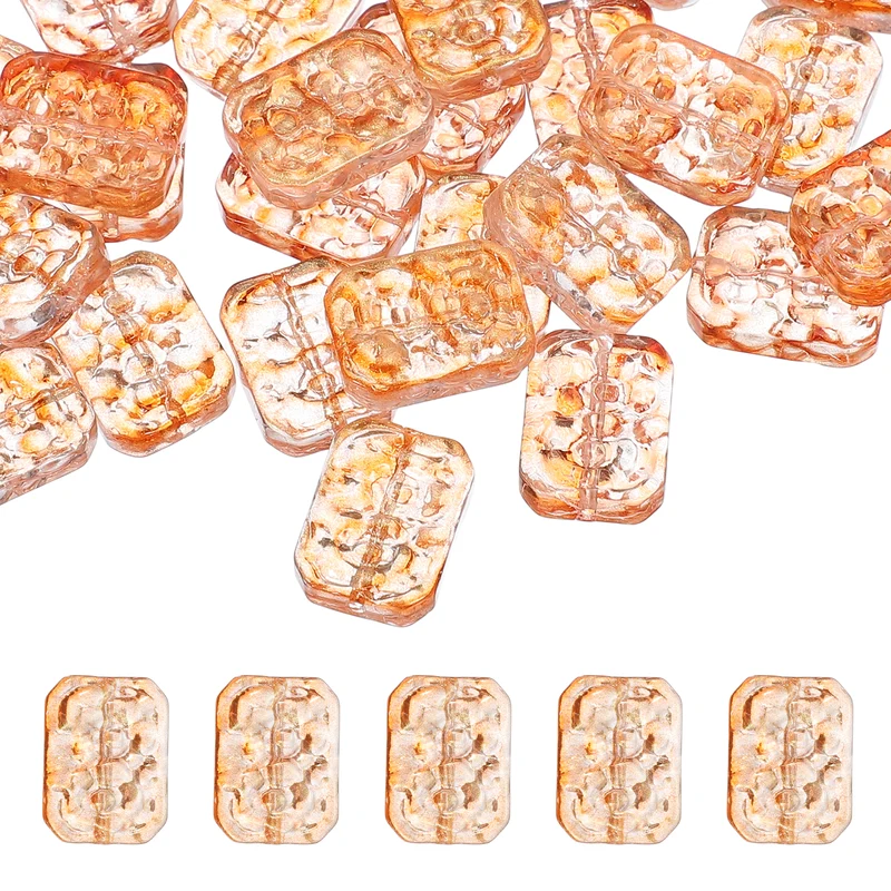 50 Pcs Faceted Crystal Beads for Jewelry Making, Glass Loose Beads, Orange