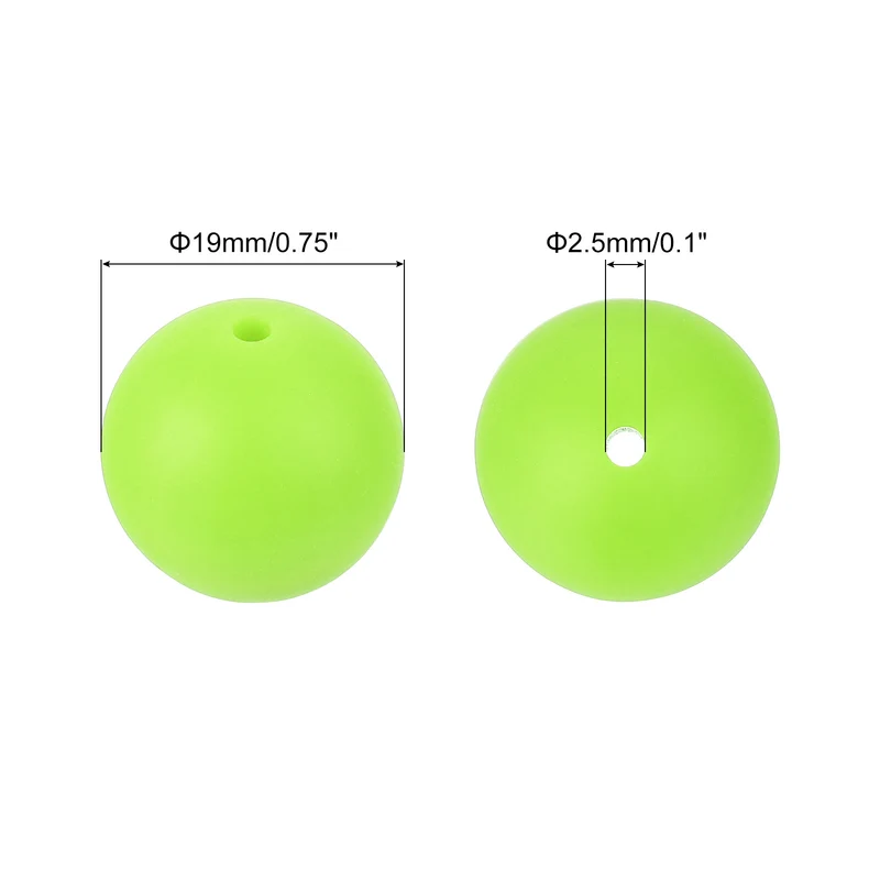 50Pcs 19mm Silicone Beads, Round Loose Rubber Bead for DIY (Fluorescent Green)