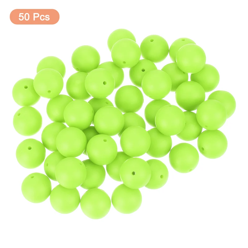 50Pcs 19mm Silicone Beads, Round Loose Rubber Bead for DIY (Fluorescent Green)