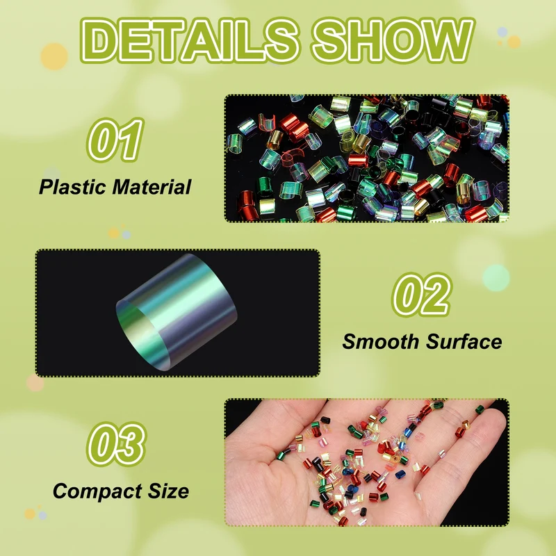 Straw Tube Beads, 70 g 3D Plastic Beads for Crystal Mud Fantasy White
