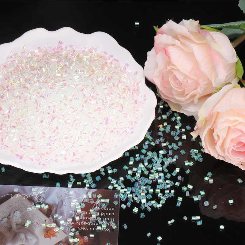 Straw Tube Beads, 70 g 3D Plastic Beads for Crystal Mud Fantasy White