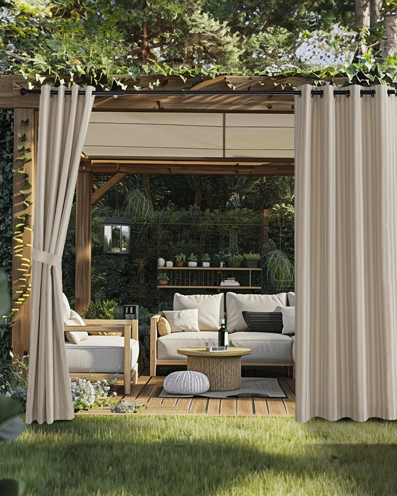 Miami Fishtail Patterned Waterproof Custom Outdoor Curtain