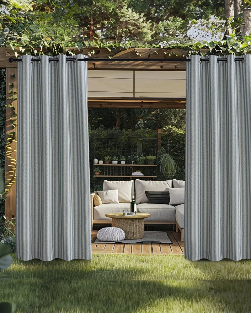 Miami Fishtail Patterned Waterproof Custom Outdoor Curtain