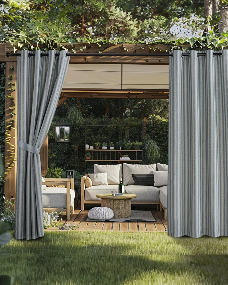 Miami Fishtail Patterned Waterproof Custom Outdoor Curtain