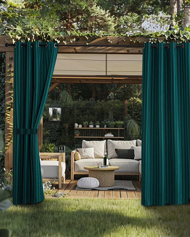 Miami Fishtail Patterned Waterproof Custom Outdoor Curtain
