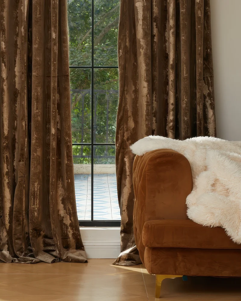 Casablanca Foil Printed Velvet Patterned Custom Curtain | Designed in Italy